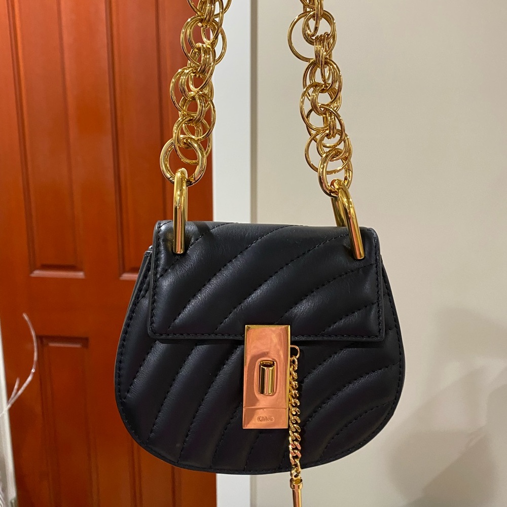 Chloé Black Quilted Leather Mini Drew Bijou Shoulder Bag